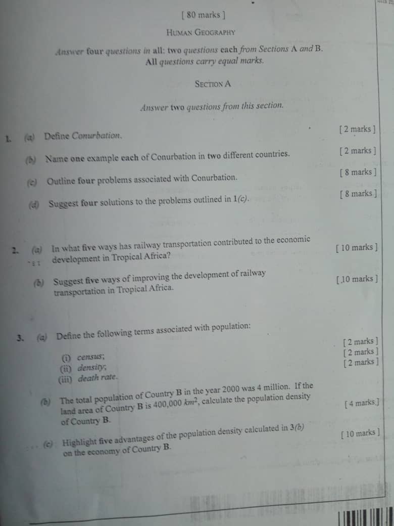 WAEC GCE GEOGRAPHY QUESTION AND ANSWERS powered by ENGR NASER DAHER