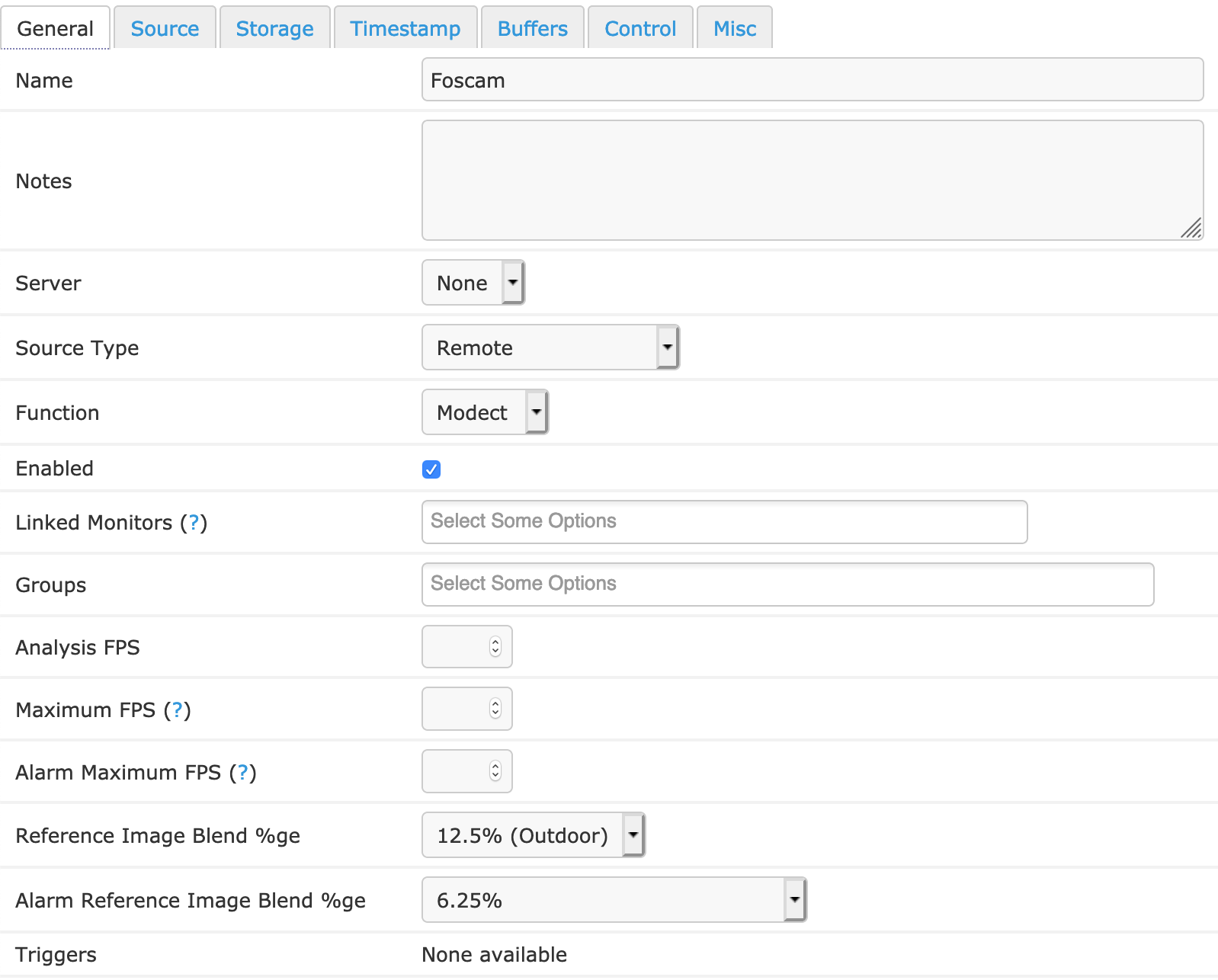 ZoneMinder RTSP Motion Detection Fast Start