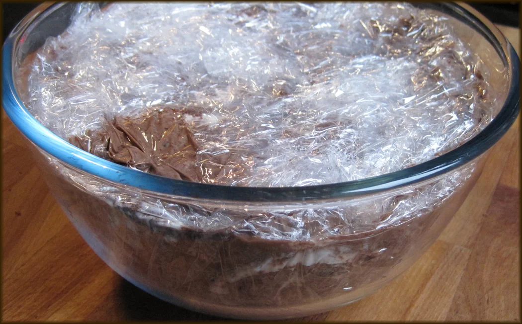 Chocolate Ice Cream Bombe ready for the freezer