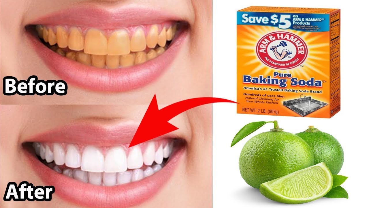 Baking soda and toothbrush