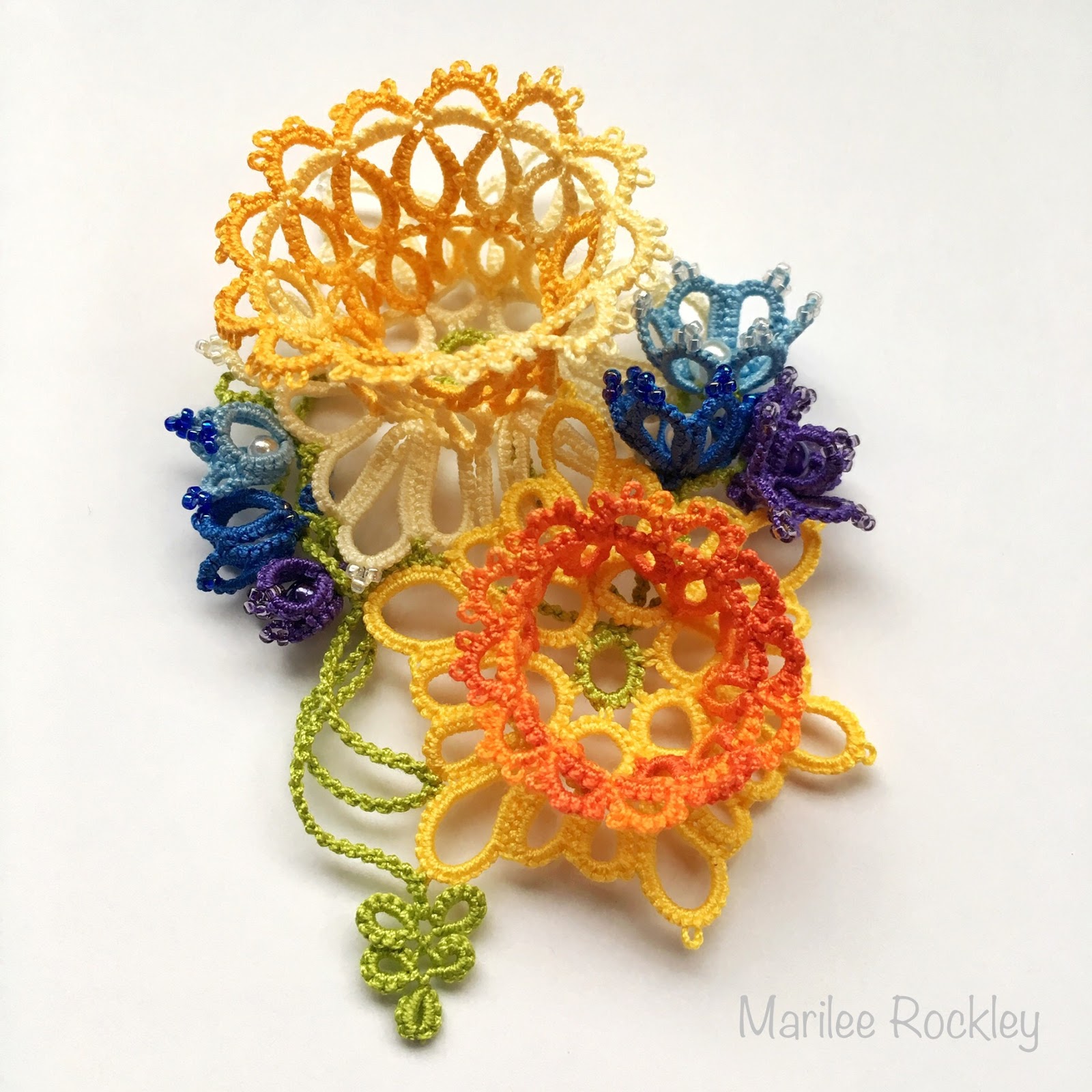 Yarnplayer's Tatting Blog Spring Corsage in 3D Tatted Flowers