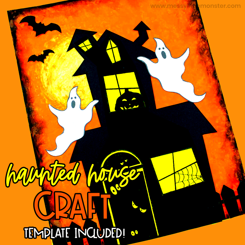  Haunted House Halloween Craft with template