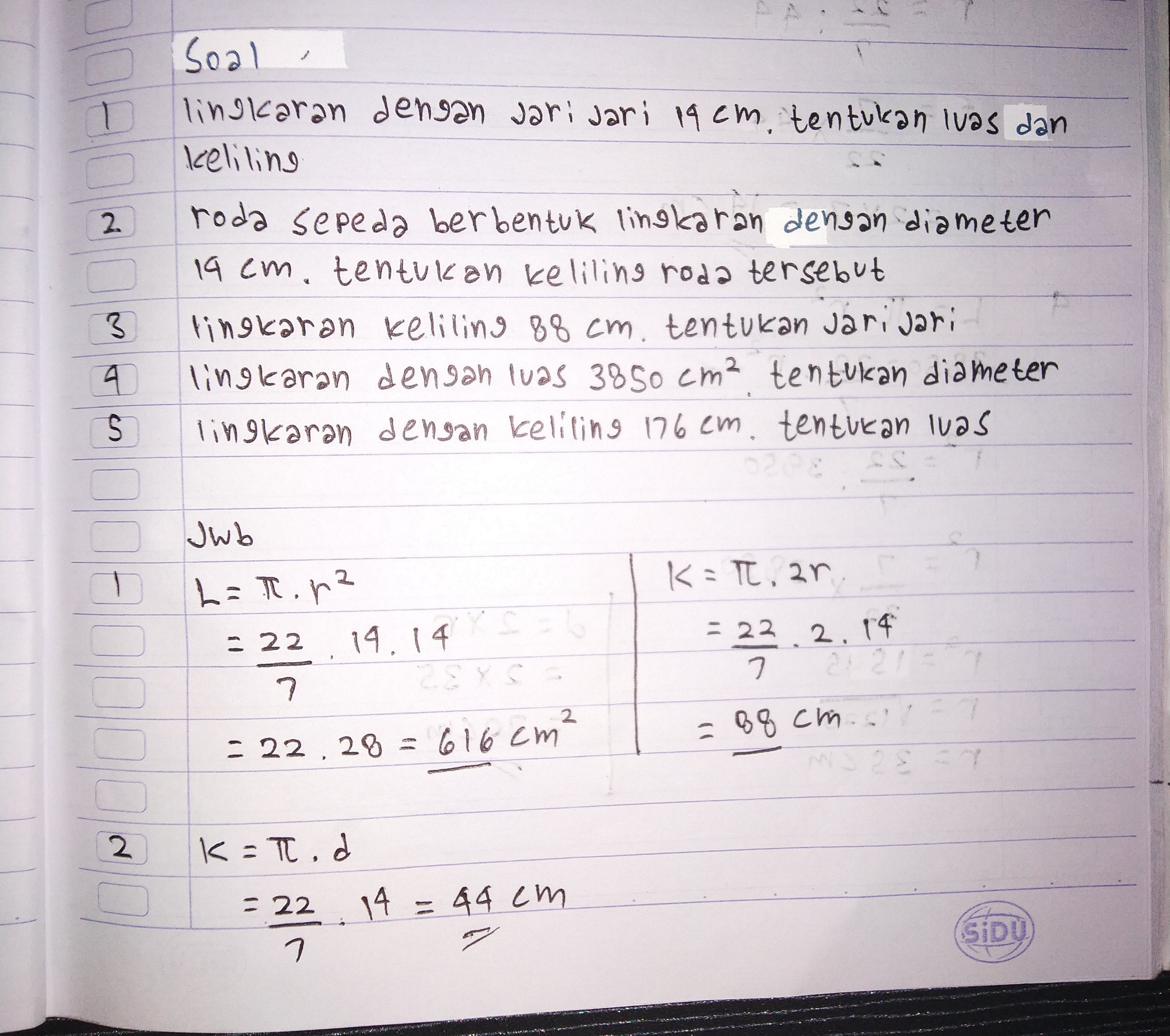 5 Soal Matematika Luas Dan Keliling Lingkaran Beserta