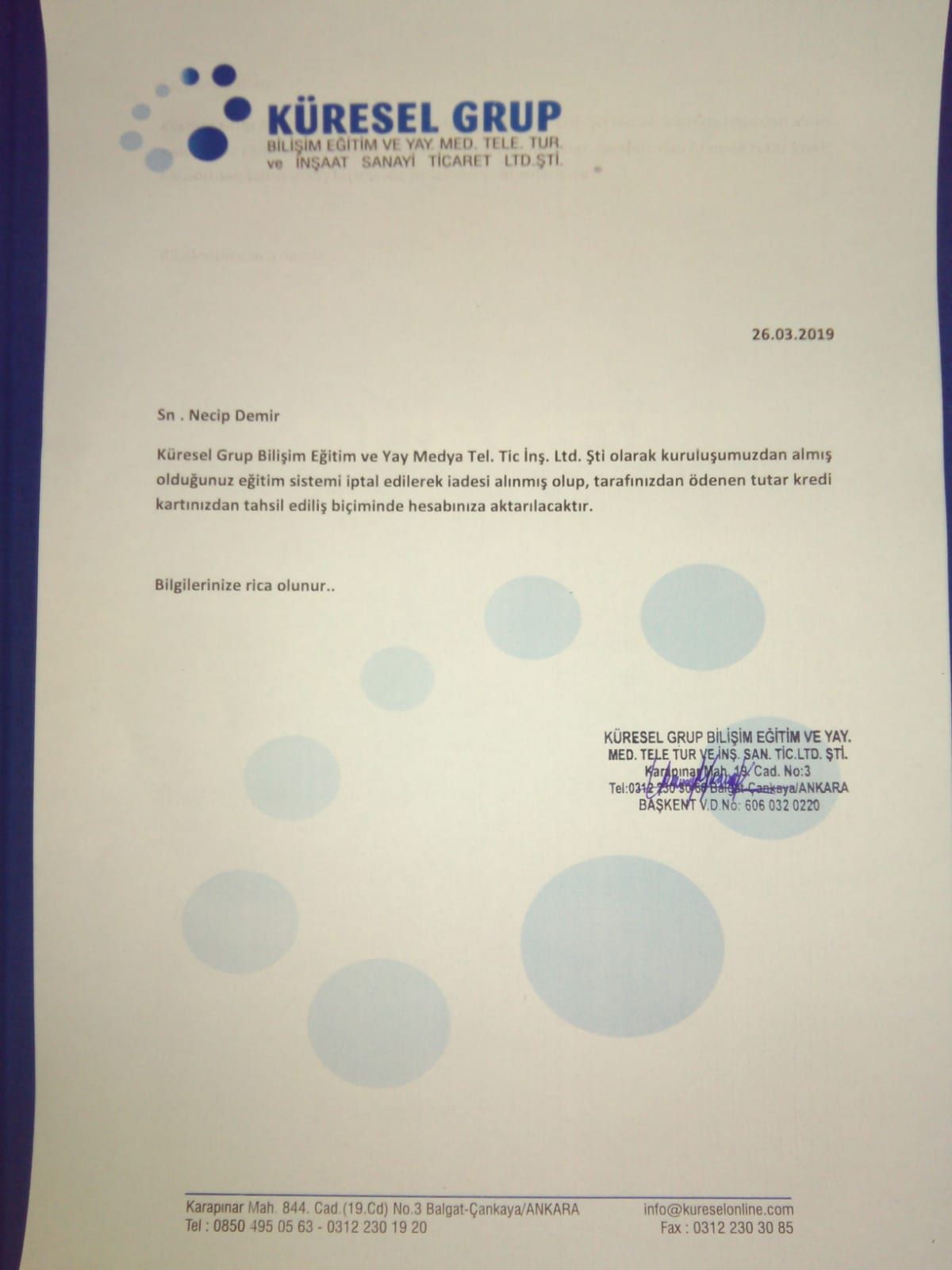 Tuketici Sikayeti 2019