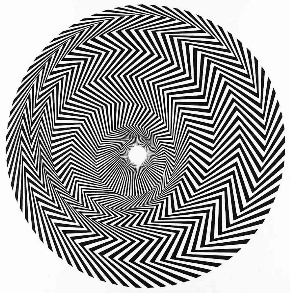 Bridget Riley Bridget Riley art, spiraling zigzags