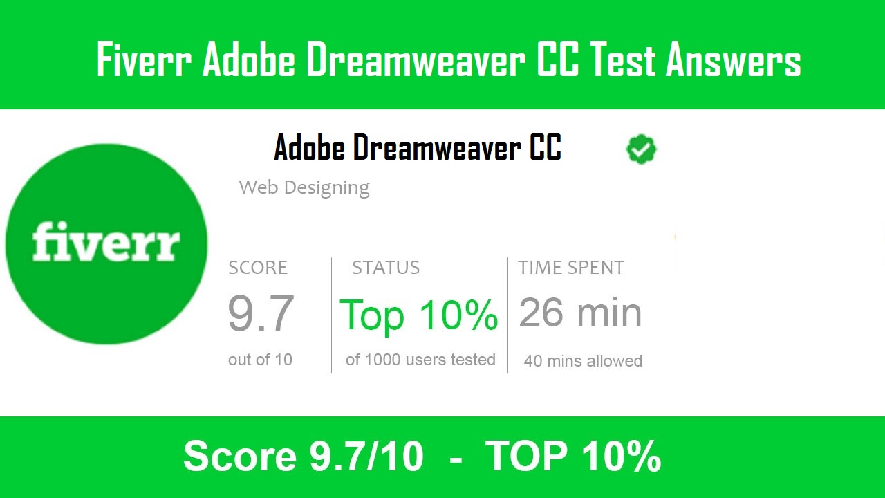 Fiverr Adobe Dreamweaver CC Test Answers - Fiverr Adobe Dreamweaver CC Skill Test Answers 2021