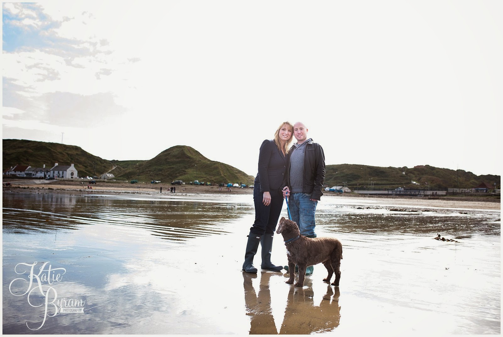 saltburn wedding, saltburn beach, saltburn engagement shoot, pre-wedding shoot with dog, couple on beach, katie byram photography, north yorkshire wedding, saltburn spa hotel, raithwaite hall 