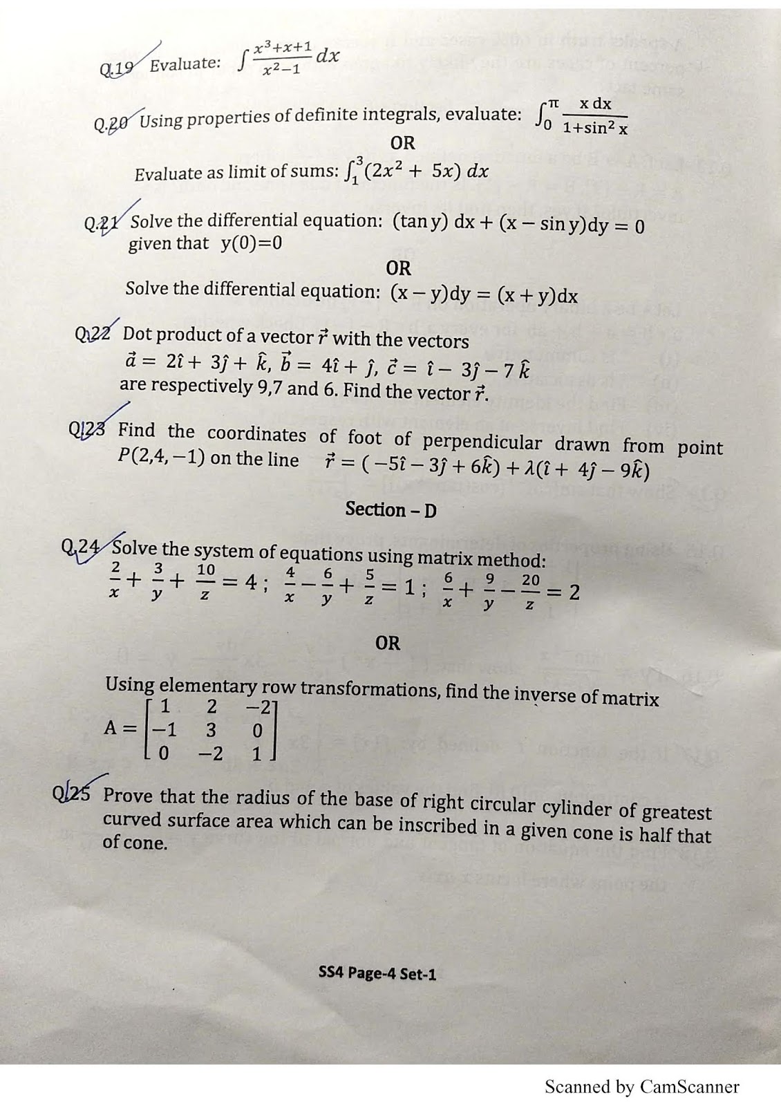 Class XII MATHEMATICS DELHI PUBLIC SCHOOL RK PURAM SET 1 PRE BOARD ...