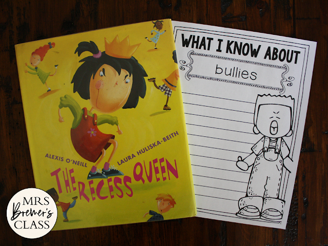 The Recess Queen book study activities unit with Common Core aligned literacy companion activities for Kindergarten and First Grade