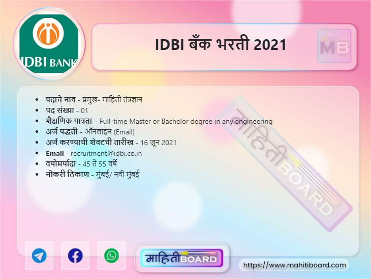 IDBI Bank Bharti 2021