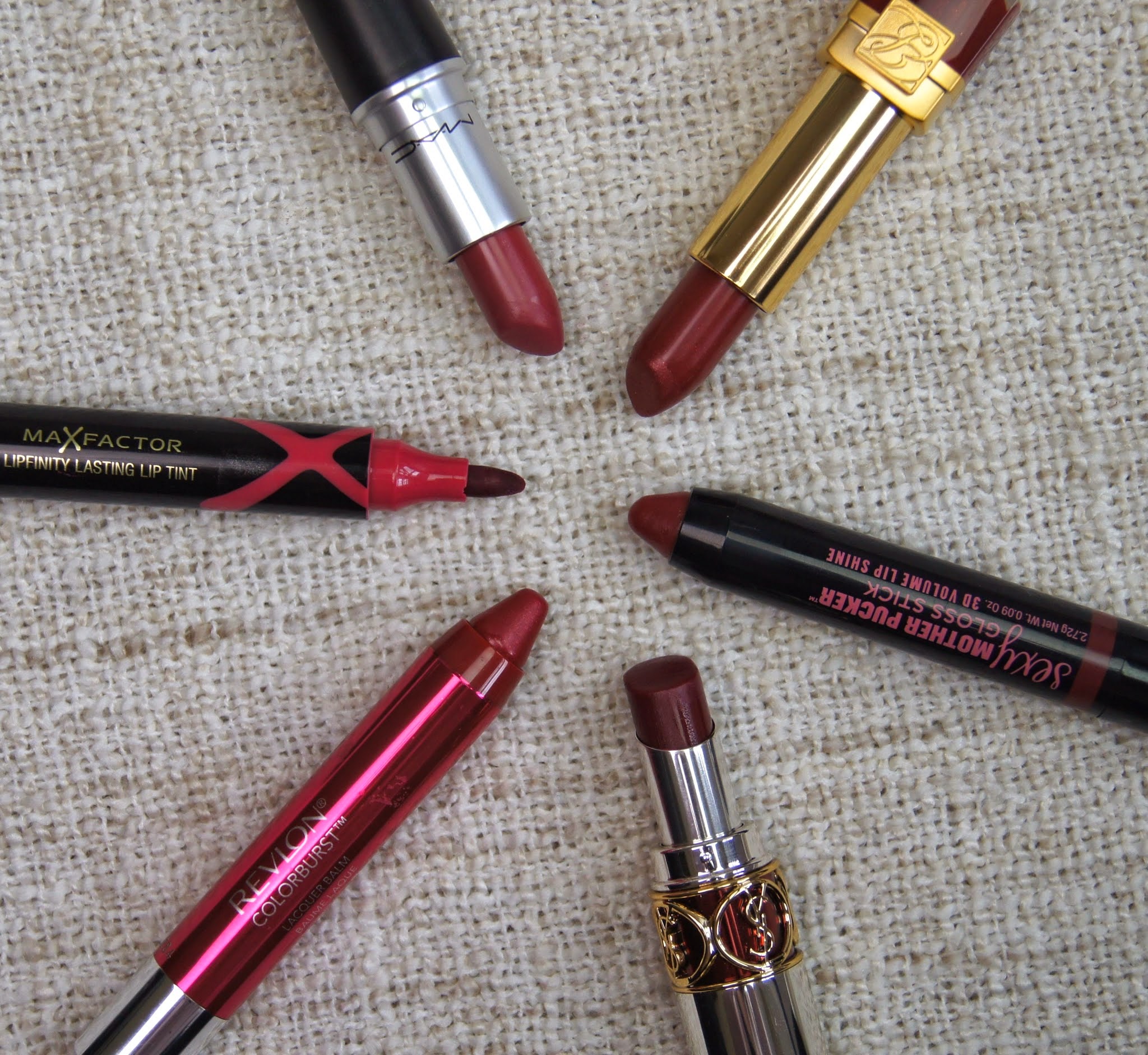 autumn makeup essentials bold statement lip colour swatches review red berry deep pink tones