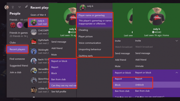 Come segnalare e bloccare gamertag, contenuti e messaggi in Xbox One