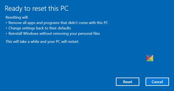 Restablecer Windows 10