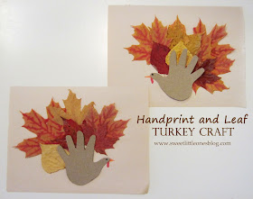 Handprint and Leaf Turkey Craft for Kids - www.sweetlittleonesblog.com