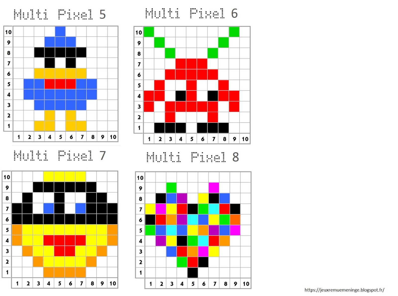 Pixel Art Maths Page De Garde Remue Méninge: Multi Pixels 2