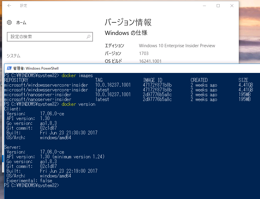 山市良のえぬなんとかわーるど Windows Server Insider Preview のコンテナーを Windows 10
