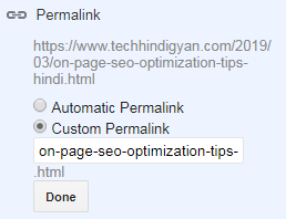 Use Custom Permalink on your Blog Post