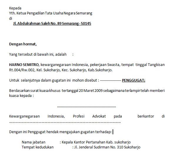 Contoh Surat Gugatan Tanah Ke Pengadilandocx Size 25 Kb