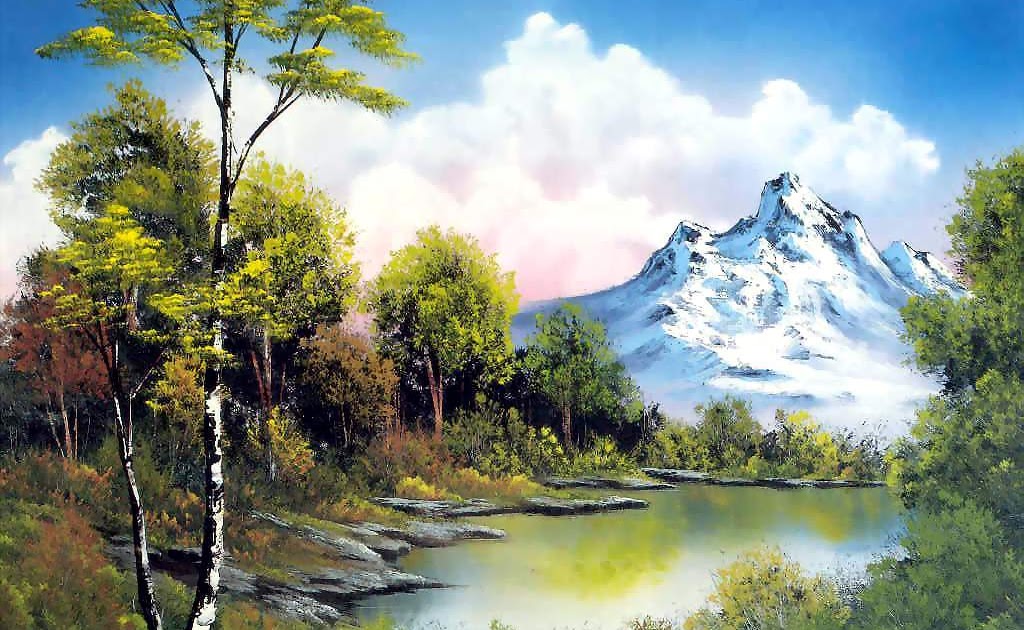 Galery Lukisan  Lukisan Gunung  Salju Dan Danau