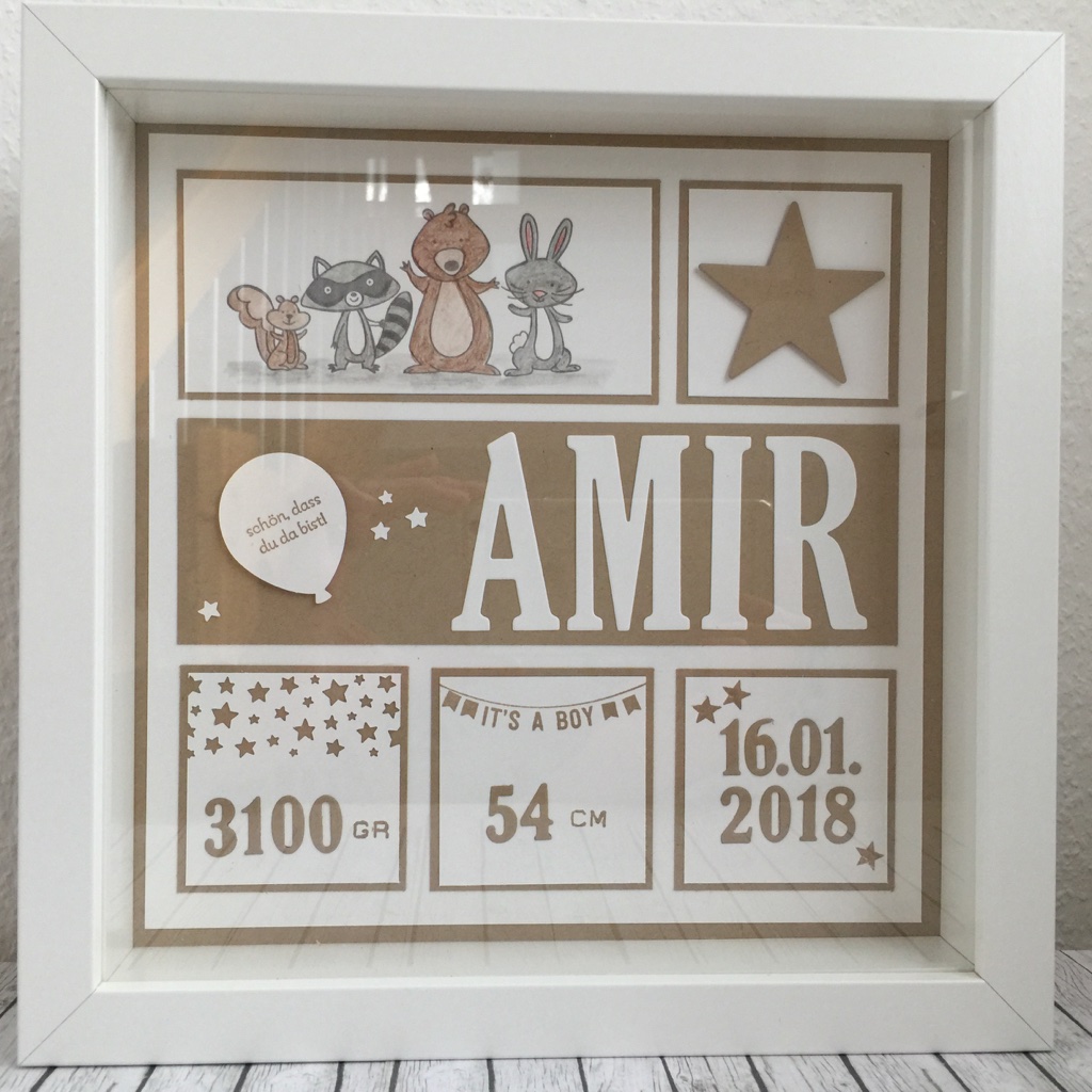 stempeln macht glücklich Bilderrahmen als Geschenk zur Geburt