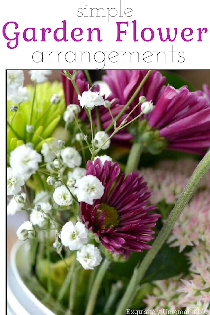 Simple Garden flower arrangements in a mason jar