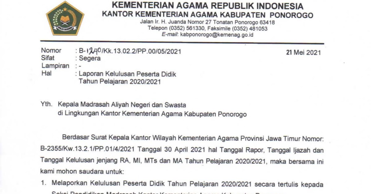 LAPORAN KELULUSAN PESERTA DIDIK RA/MADRASAH TAHUN 2021 LAPORAN KELULUSAN PESERTA DIDIK RA/MADRASAH TAHUN 2021