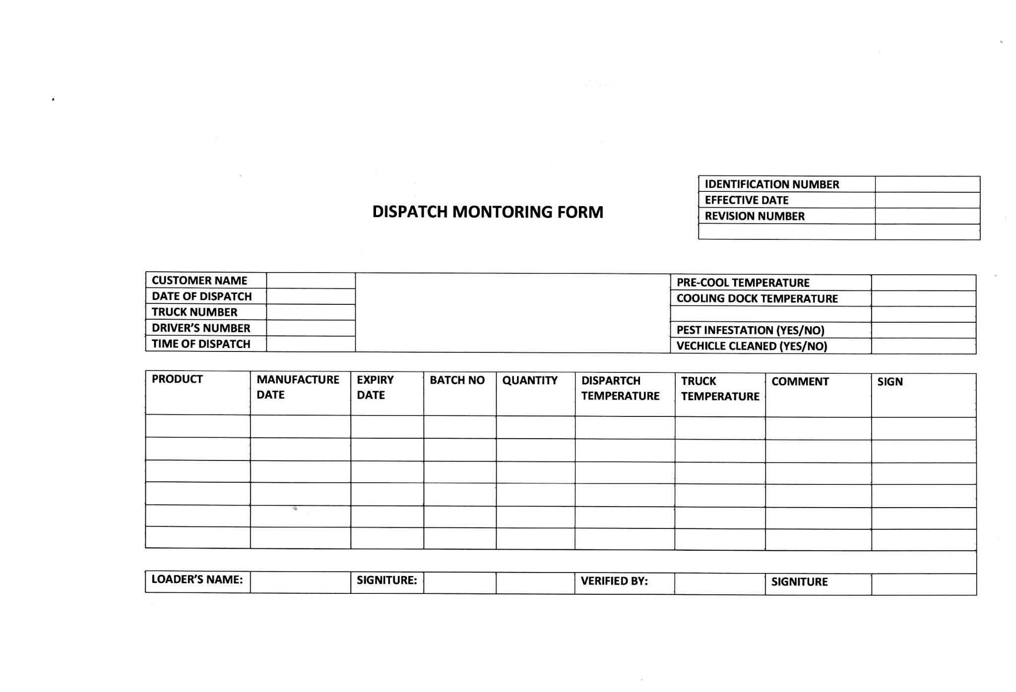 Dispatch Procedure for Food Warehouses