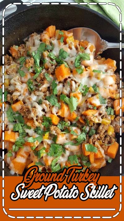 This Ground Turkey Sweet Potato Skillet is a healthy gluten free meal that is full of flavour and perfect to feed your family quickly on busy weeknights!