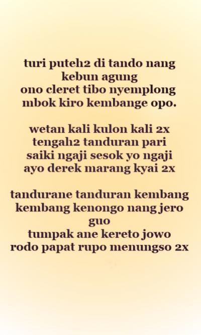 Lirik Lagu Turi Putih Syubbanul Muslimin