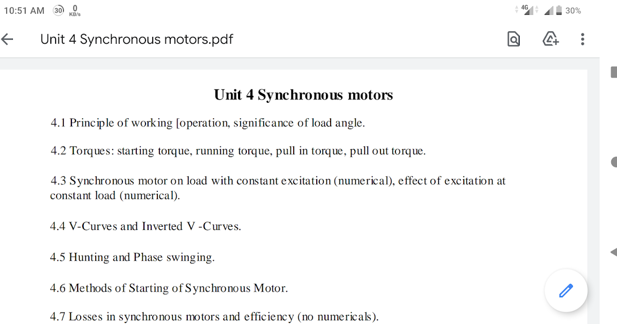IAM 22523 Notes On Unit 4 Synchronous Motor Industrial Ac Machines