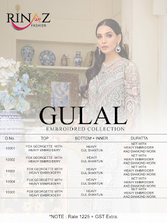 Rinaz Fashion gulal Georgette Pakistani Suits Wholesaler