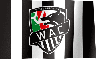 The waving fan flag of Wolfsberger AC with the logo (Animated GIF)