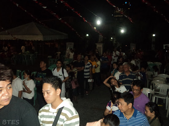 Queue outside of Our Lady of La Paz Church for the relic of St. Camillus