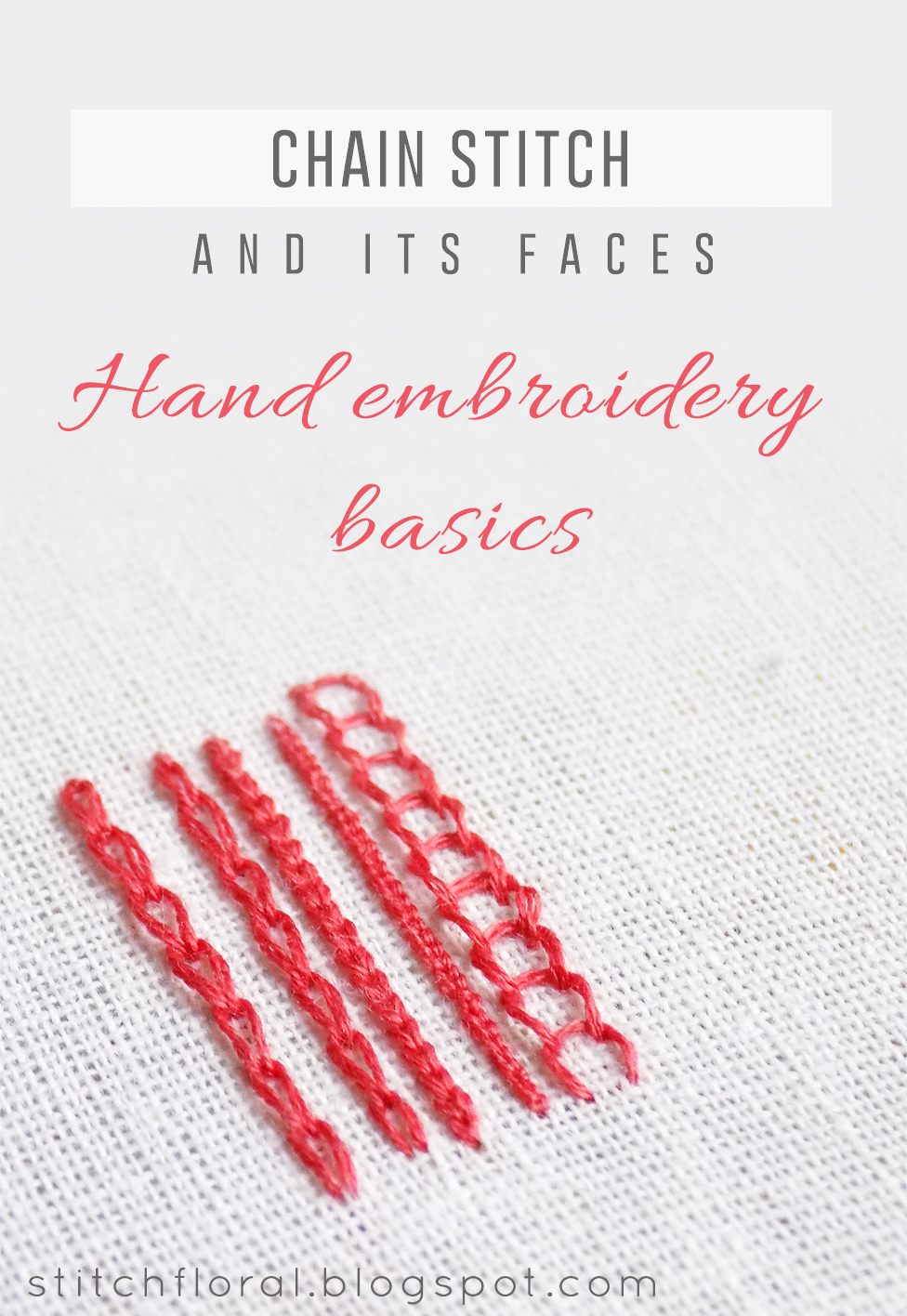 Chain stitch and its faces (+ reverse chain stitch and broad chain
