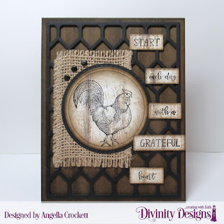 Stamp Set: Rise and Shine, Custom Dies: Chicken Wire Background, Log Cabin Quilt, Double Stitched Circles, Circles,, Pape Collection: Weathered Wood 