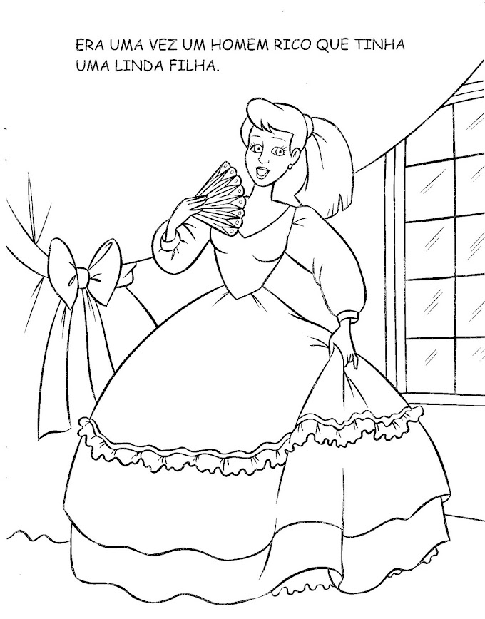 Livro de história Cinderela para colorir, pintar, imprimir!