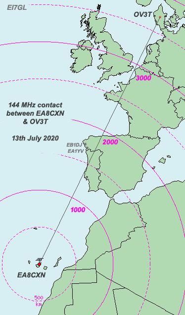 EI7GL....A diary of amateur radio activity: 144 MHz contact between Denmark  & the Canary Islands exceeds 3000kms