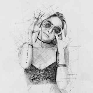 cool girl drawing with round glasses pfp