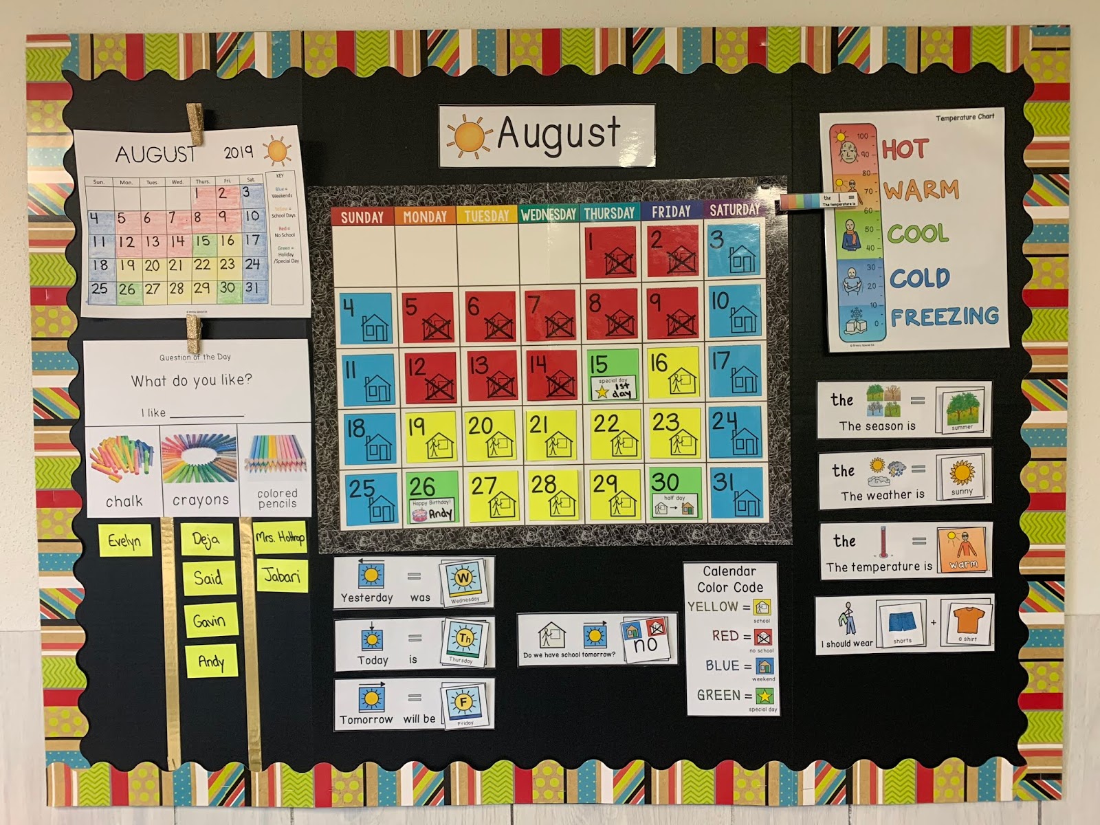 Color Coded Calendar Visuals Breezy Special Ed