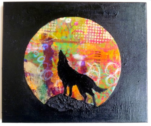 Carmen Wing - Mixed Media Wolf on canvas