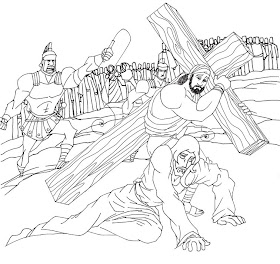 Jesús camino al Calvario colorear