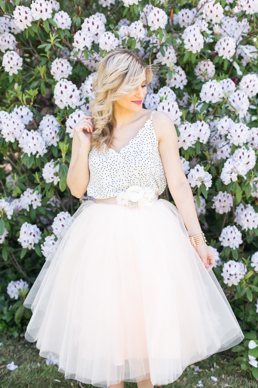Bijuleni |Love Yourself: What Does It Even Mean? | Tulle Blush Skirt | Polka Dot Tank Top | Bridesmaid Look 