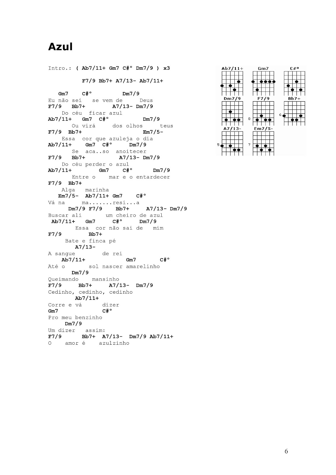 HarmoniaGeral Djavan Azul Cifra/partitura