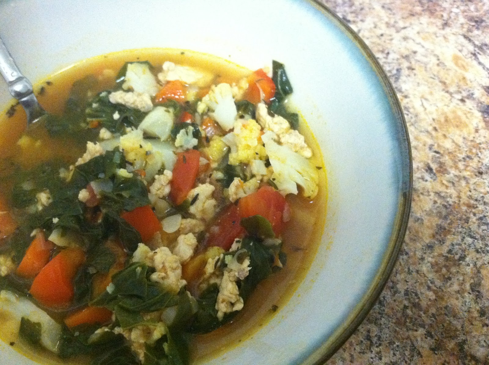 Tayste Of Paleo Turkey, Turnip Greens and Cauliflower Soup