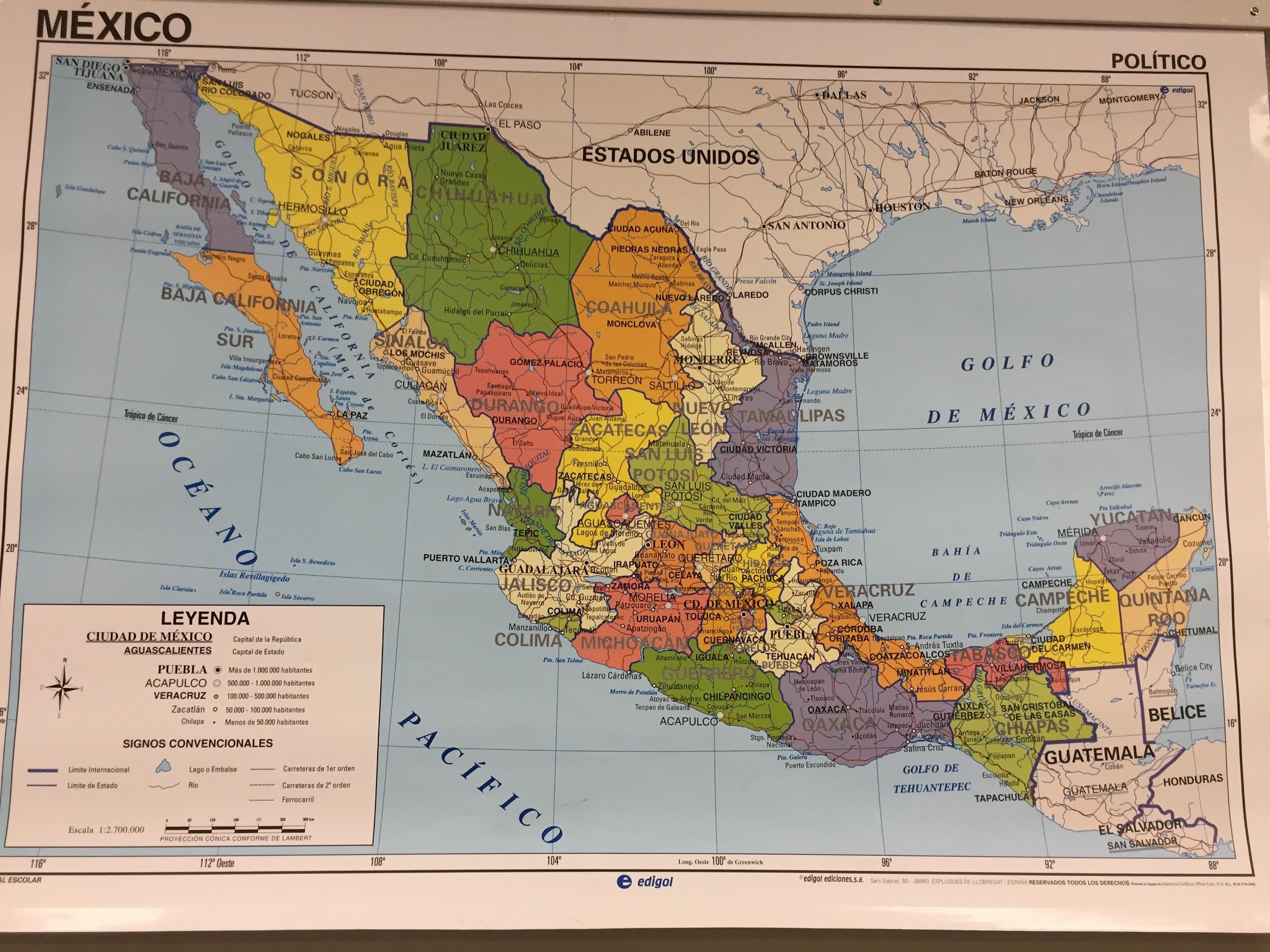 Map Of Mexico In Spanish
