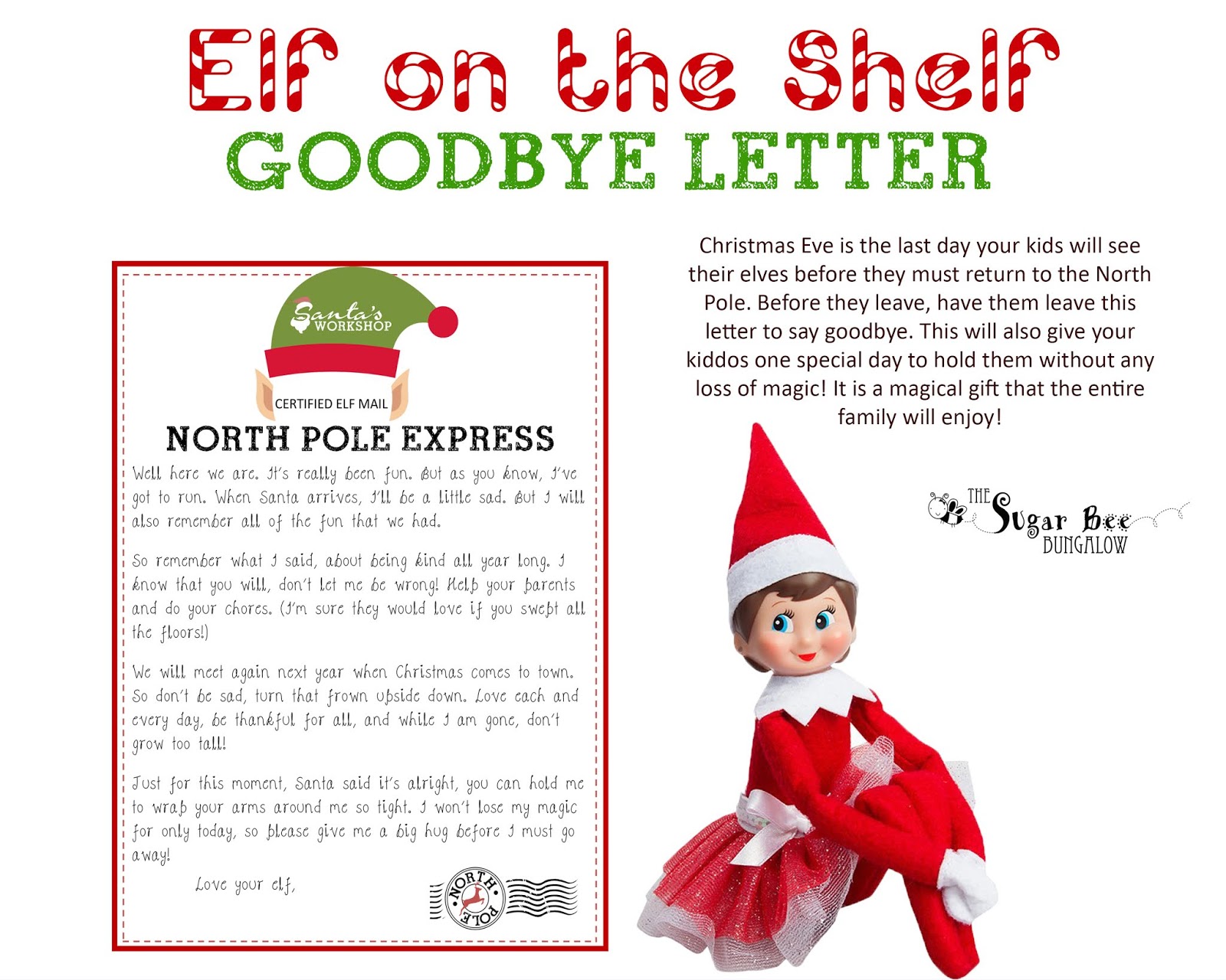 The Sugar Bee Bungalow: {Queen Bee} Elf on the Shelf Goodbye Letter