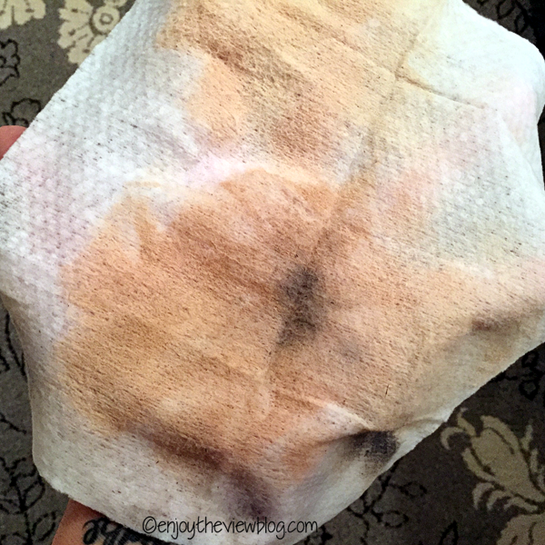 CeraVe Makeup Removing Cleanser Cloth with makeup on it