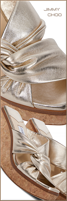 ♦Jimmy Choo champagne golden Narisa leather wedge sandals #jimmy choo #shoes #golden #brilliantluxury