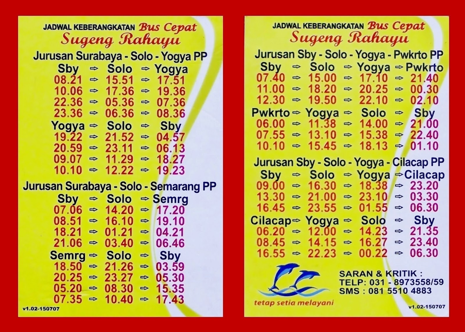 Bus Sugeng Rahayu Jadwal Harga Tiket Juni 2021 Asuransi Perjalanan