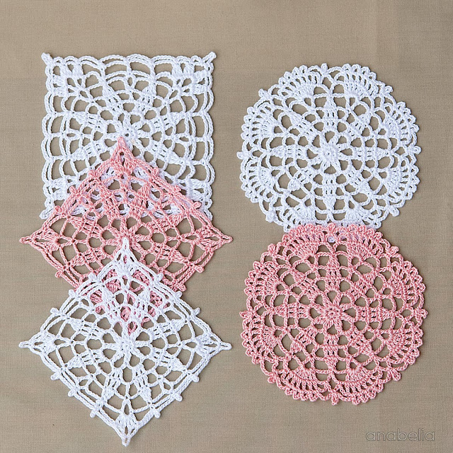 Crochet lace motifs free patterns by Anabelia Craft Design